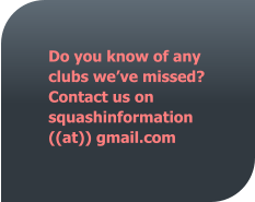 Do you know of any clubs we’ve missed? Contact us on squashinformation ((at)) gmail.com