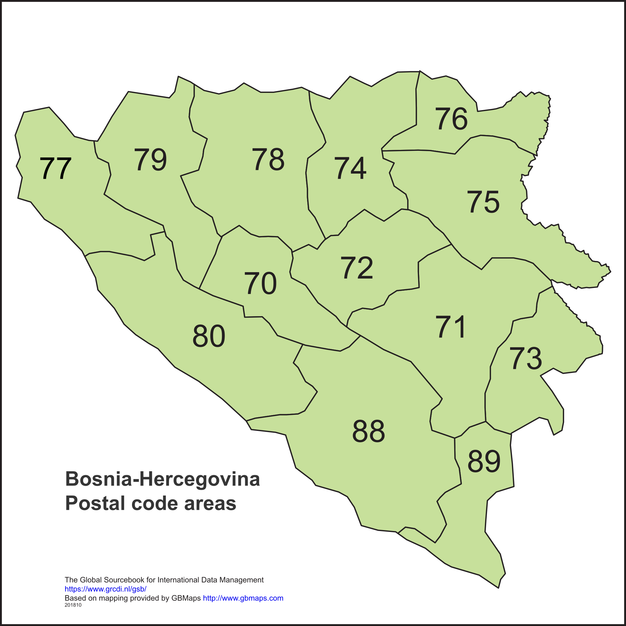 Bosnia Postal Code Areas
