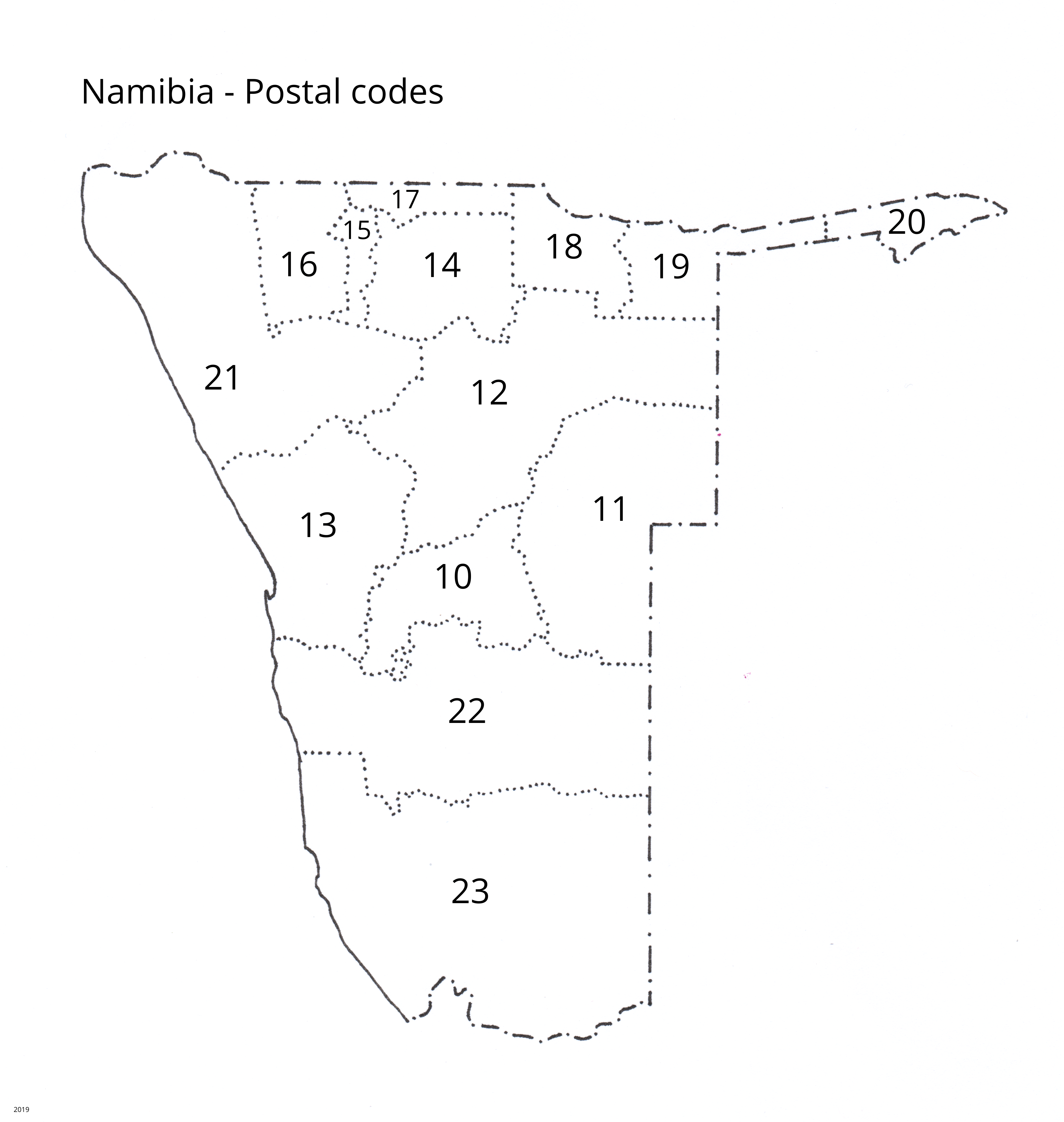 Namibia Postal Codes Map